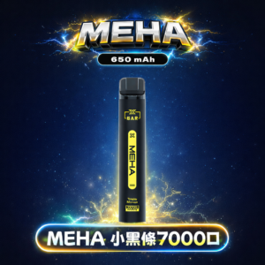 MEHA 魅嗨小黑條 7000抽 告別頻繁換彈 650mAh電力核心支援快充 極強冰爽系列 每一口都清新舒暢 3% 黃金配方綻放極致滿足感 台灣現貨秒發